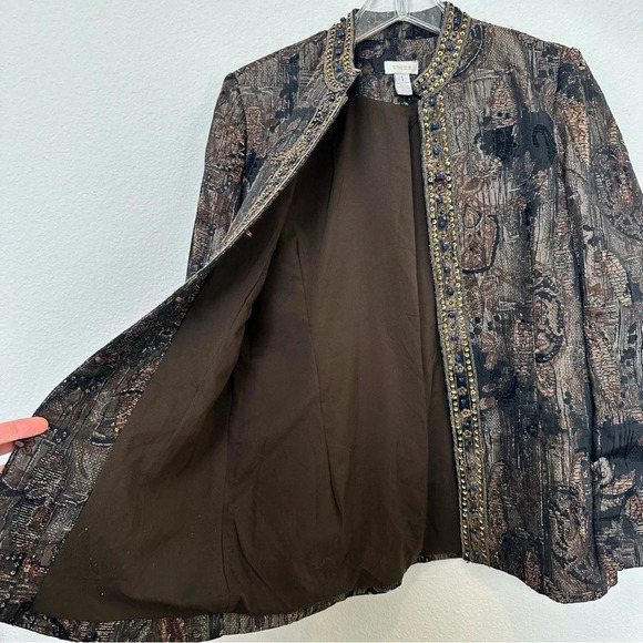 Chico's Nehru Paisley Blazer with bead and sequin detail Size 1 (M/8) - Picture 5 of 9